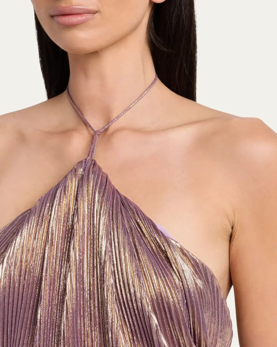 Retrofête Thalia Metallic Halter Gown | Thumbnail 9