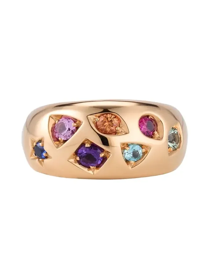 Iconica Dome Ring with Fancy Set Colored Stones Iconica Dome Ring with Fancy Set Colored Stones