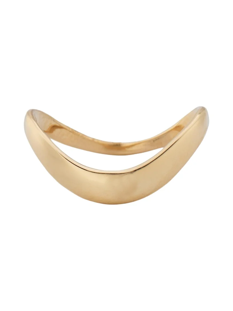 14K Gold Skinny Curved Bubble Ring