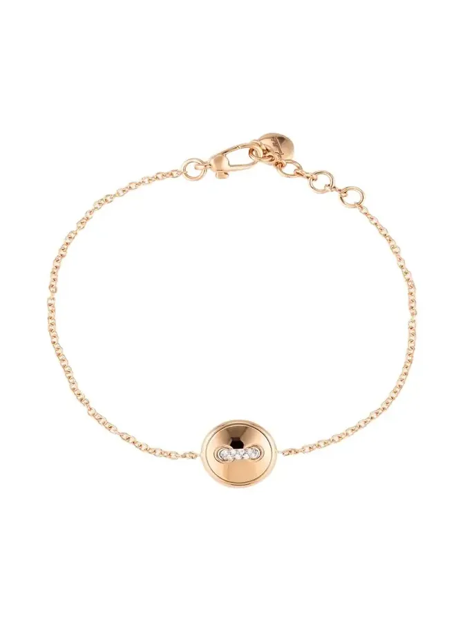 Pom Pom Dot 18K Rose Gold Diamond and Turquoise Chain Bracelet