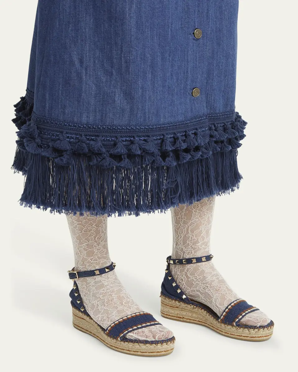 Valentino Garavani 55mm Rockstud Denim Wedge Espadrille Sandals | Thumbnail 7 Valentino Garavani 55mm Rockstud Denim Wedge Espadrille Sandals | Thumbnail 7