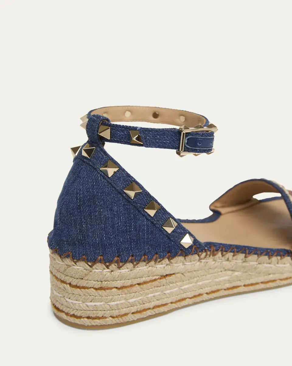 Valentino Garavani 55mm Rockstud Denim Wedge Espadrille Sandals | Thumbnail 10 Valentino Garavani 55mm Rockstud Denim Wedge Espadrille Sandals | Thumbnail 10