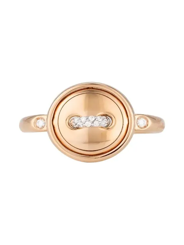 Pom Pom Dot 18K Rose Gold Diamond and Turquoise Flip Ring