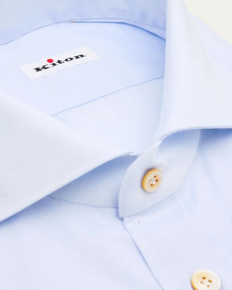 Kiton Men's Solid Cotton Dress Shirt | Thumbnail 2