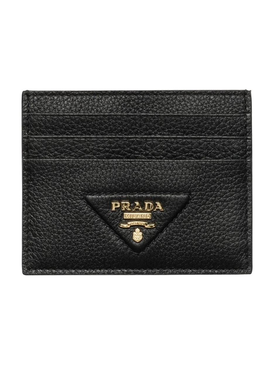 Prada Triangle Logo Leather Card Holder
