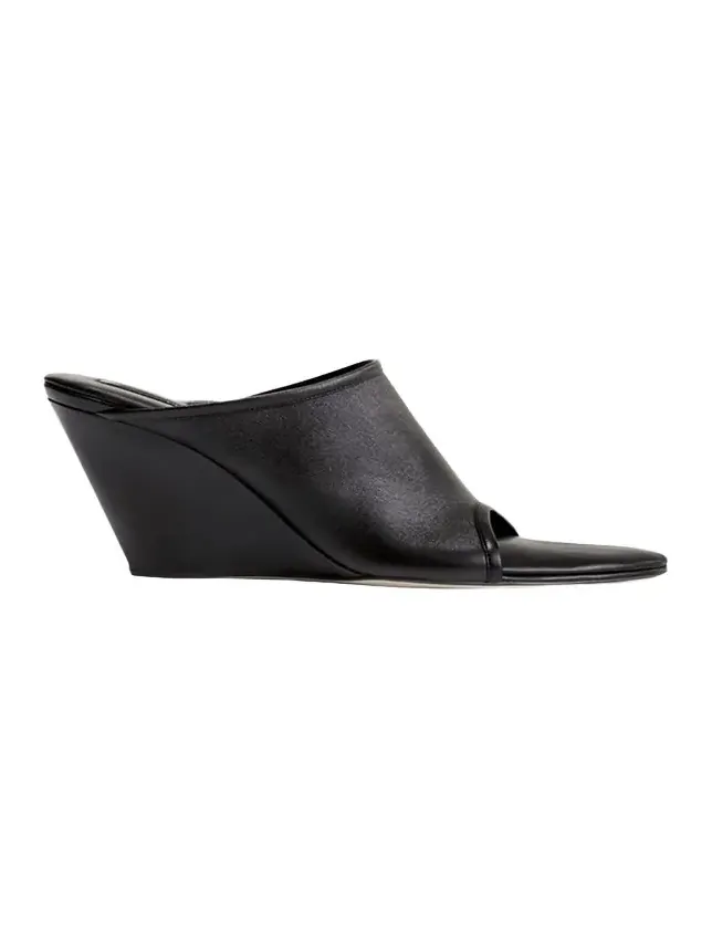 Stretch Leather Wedge Slide Sandals Stretch Leather Wedge Slide Sandals