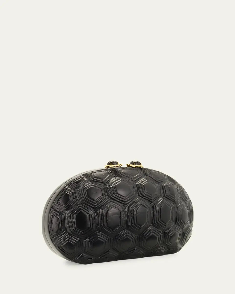 Silvia Furmanovich Turtle Shell Wooden Oval Clutch with 18K Gold and Onyx | Thumbnail 3 Silvia Furmanovich Turtle Shell Wooden Oval Clutch with 18K Gold and Onyx | Thumbnail 3