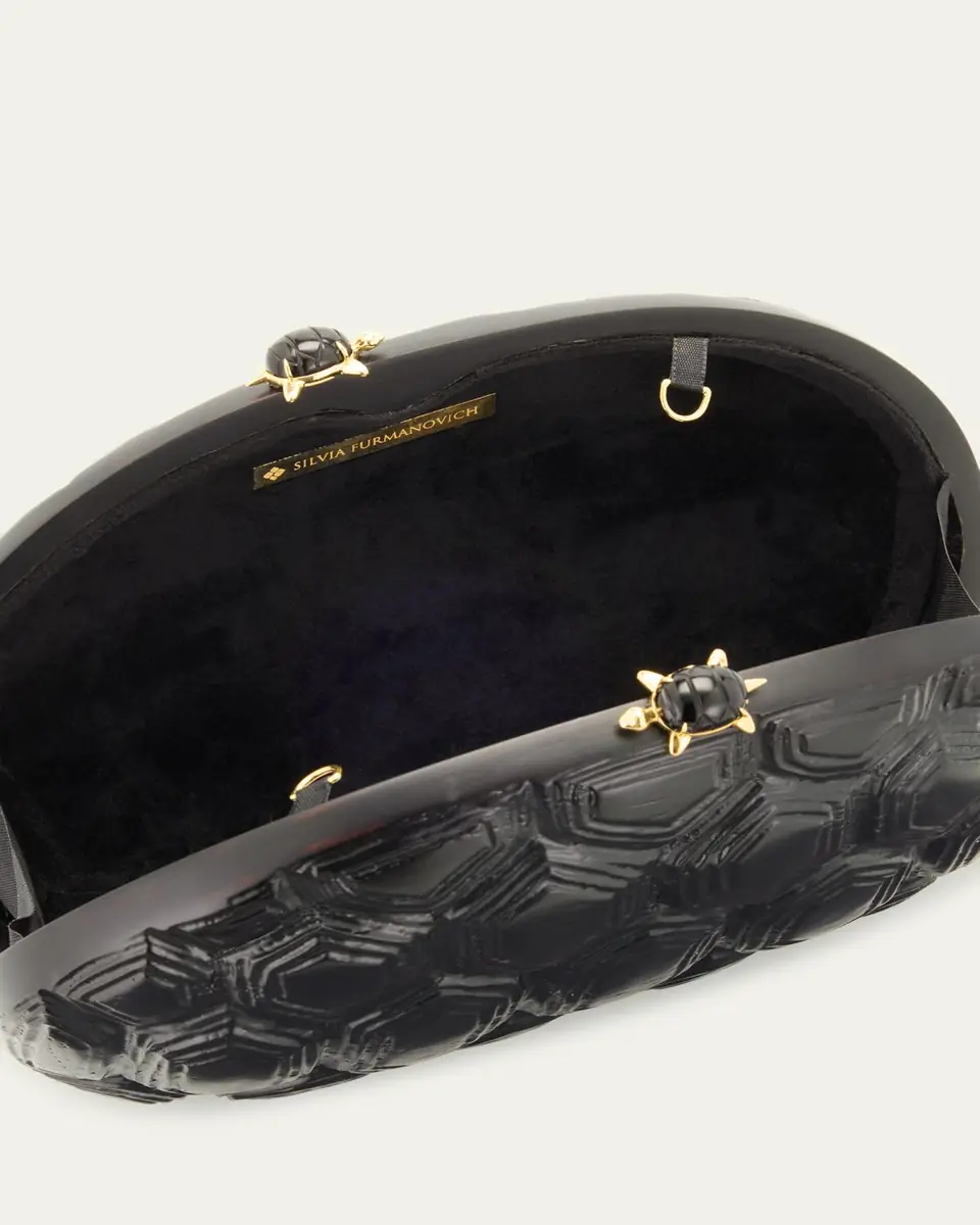 Silvia Furmanovich Turtle Shell Wooden Oval Clutch with 18K Gold and Onyx | Thumbnail 4 Silvia Furmanovich Turtle Shell Wooden Oval Clutch with 18K Gold and Onyx | Thumbnail 4