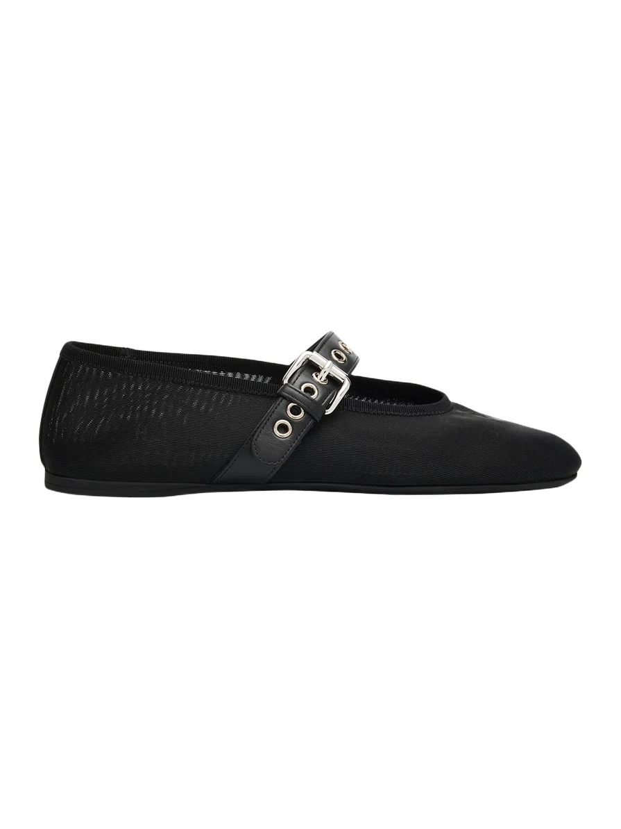 Miu Miu Mesh Buckle Mary-Jane Ballerina Flats