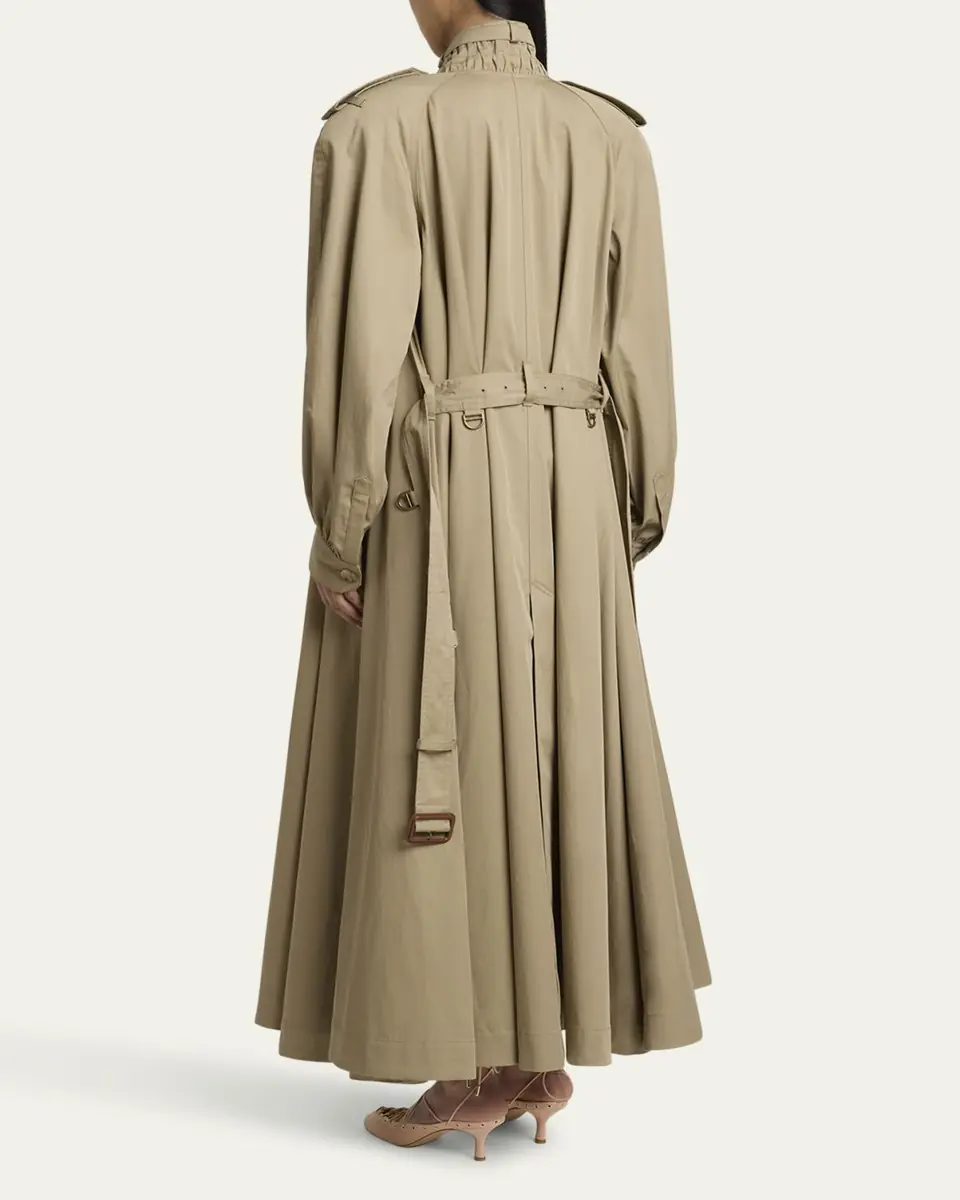 Chloé Long High-Neck Belted Gabardine Trench Coat | Thumbnail 3