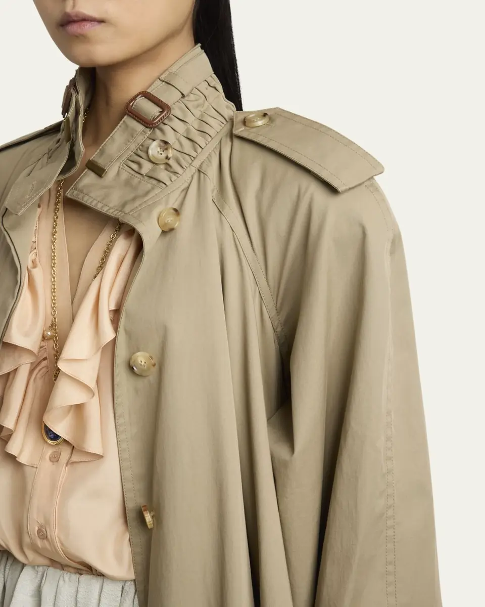 Chloé Long High-Neck Belted Gabardine Trench Coat | Thumbnail 5