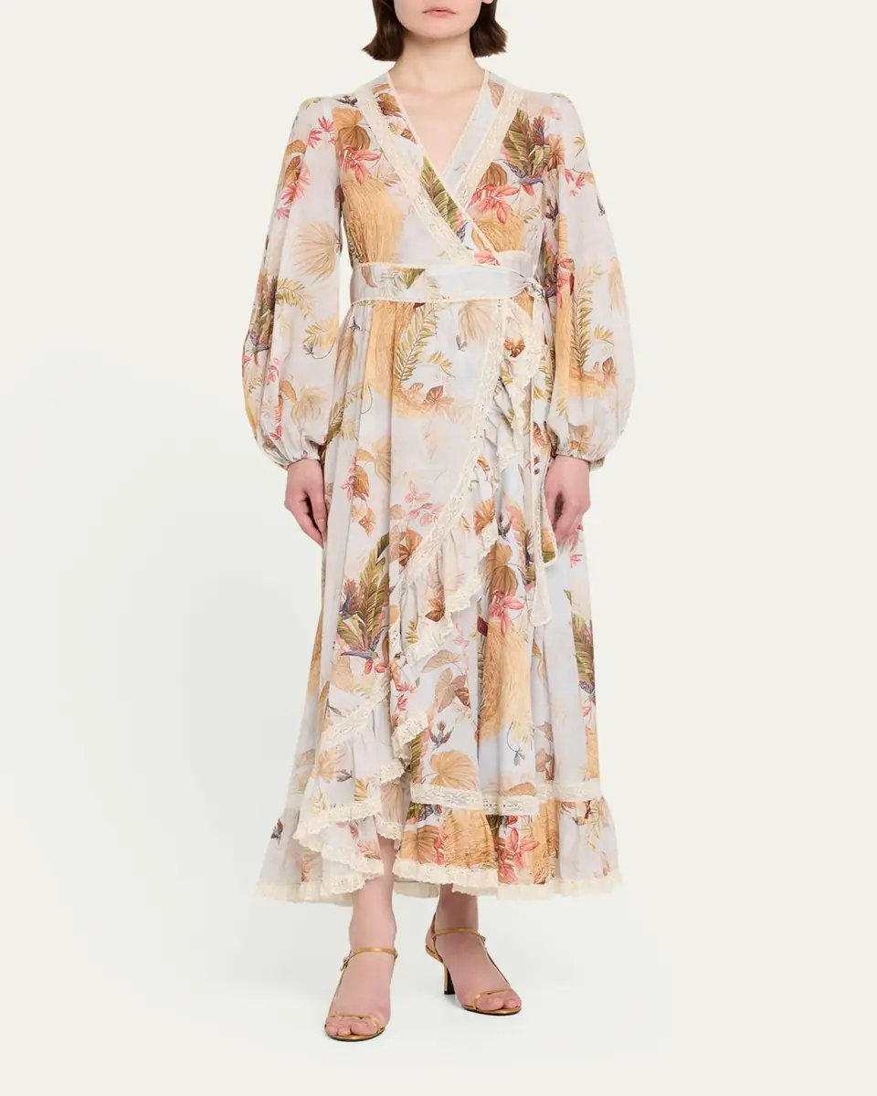 Zimmermann Ascension Frilled Long-Sleeve Wrap Dress | Thumbnail 2 Zimmermann Ascension Frilled Long-Sleeve Wrap Dress | Thumbnail 2