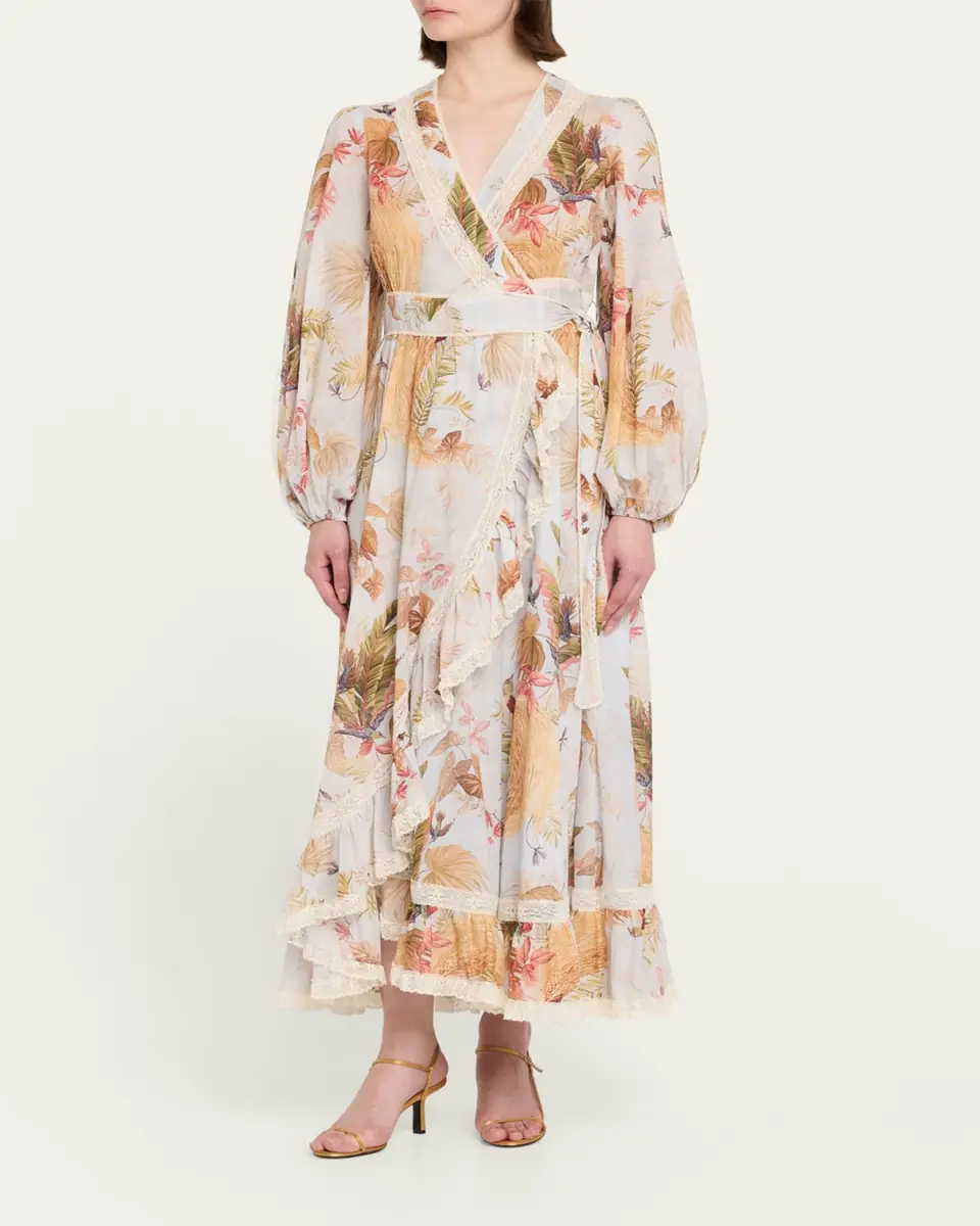 Zimmermann Ascension Frilled Long-Sleeve Wrap Dress | Thumbnail 3 Zimmermann Ascension Frilled Long-Sleeve Wrap Dress | Thumbnail 3