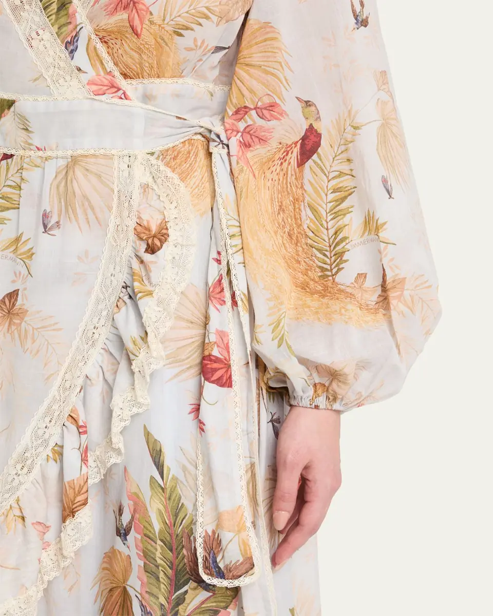 Zimmermann Ascension Frilled Long-Sleeve Wrap Dress | Thumbnail 4 Zimmermann Ascension Frilled Long-Sleeve Wrap Dress | Thumbnail 4