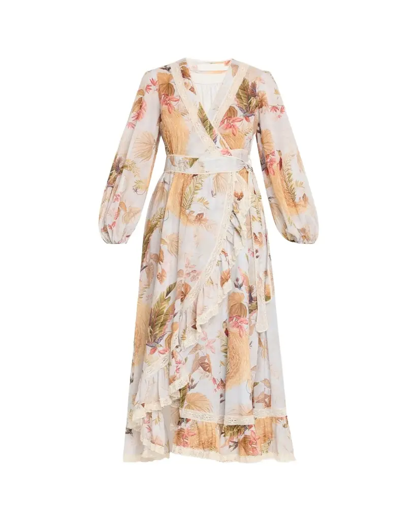 Ascension Frilled Long-Sleeve Wrap Dress Ascension Frilled Long-Sleeve Wrap Dress