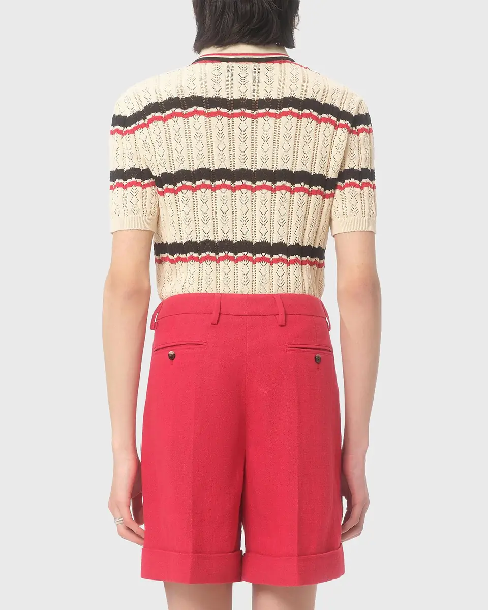 Valentino Garavani Men's Stripe Cotton Eyelet VLogo-Pocket Polo Shirt | Thumbnail 11 Valentino Garavani Men's Stripe Cotton Eyelet VLogo-Pocket Polo Shirt | Thumbnail 11