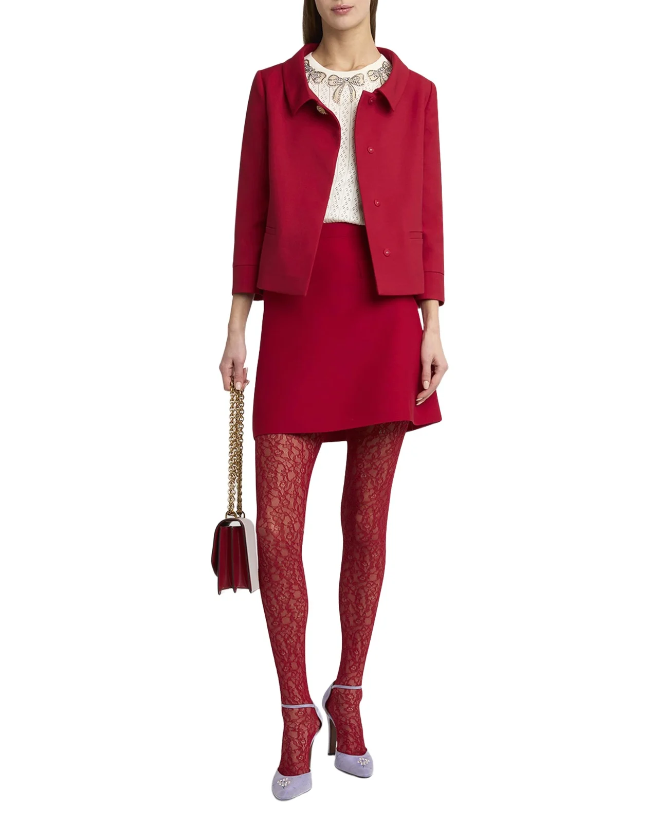 Heart Button Crepe Couture Mini Skirt