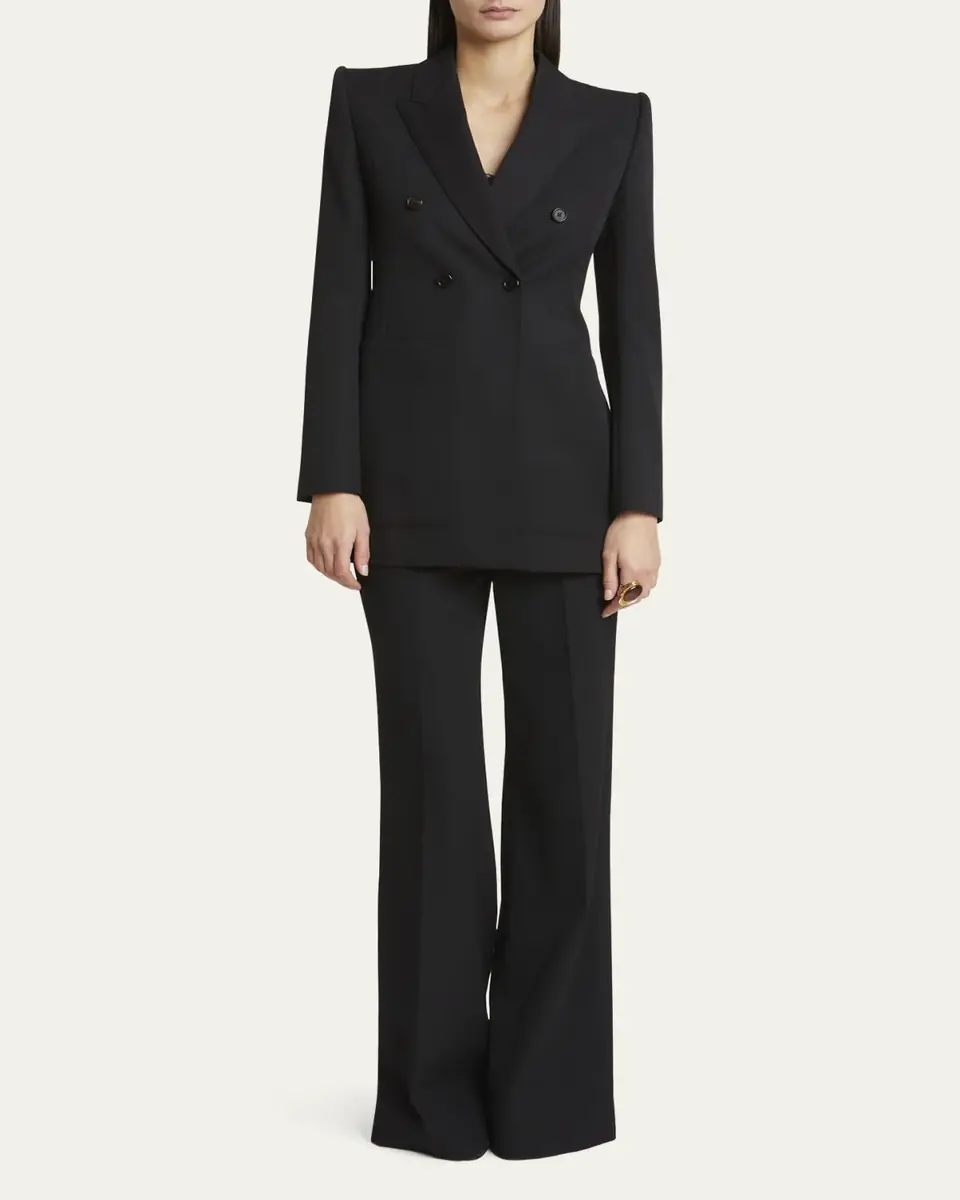 Chloé Double-Breasted Wool Tailored Jacket With Patch Pockets | Thumbnail 2 Chloé Double-Breasted Wool Tailored Jacket With Patch Pockets | Thumbnail 2
