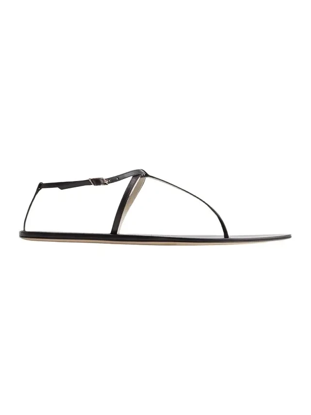 Mono Leather T-Strap Flat Sandals Mono Leather T-Strap Flat Sandals