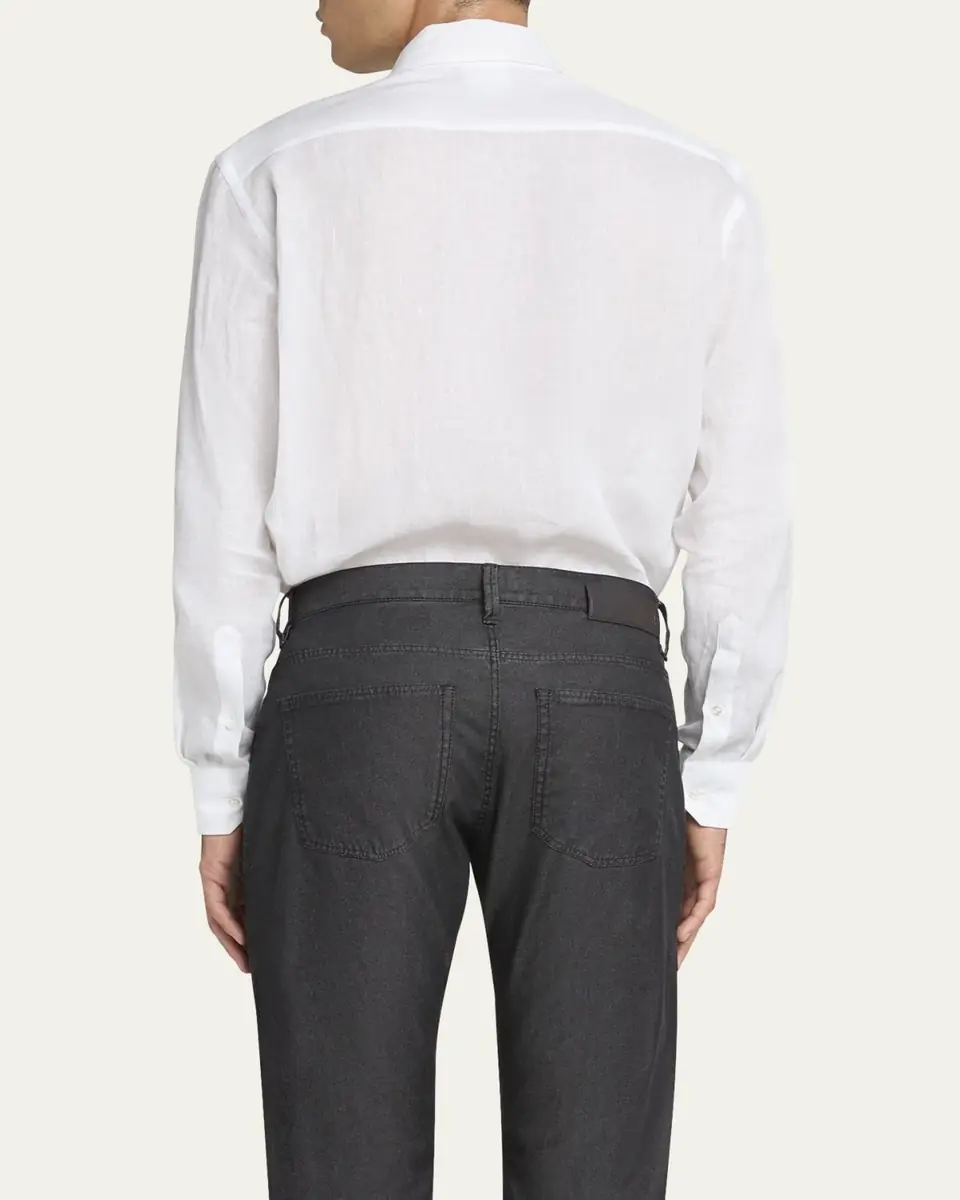 Giorgio Armani Men's Classic Solid Linen Sport Shirt | Thumbnail 11