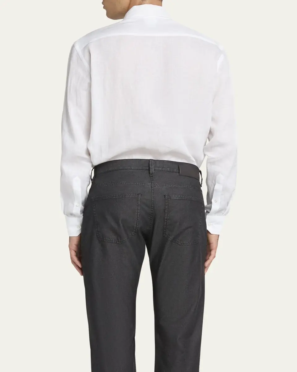 Giorgio Armani Men's Classic Solid Linen Sport Shirt | Thumbnail 3