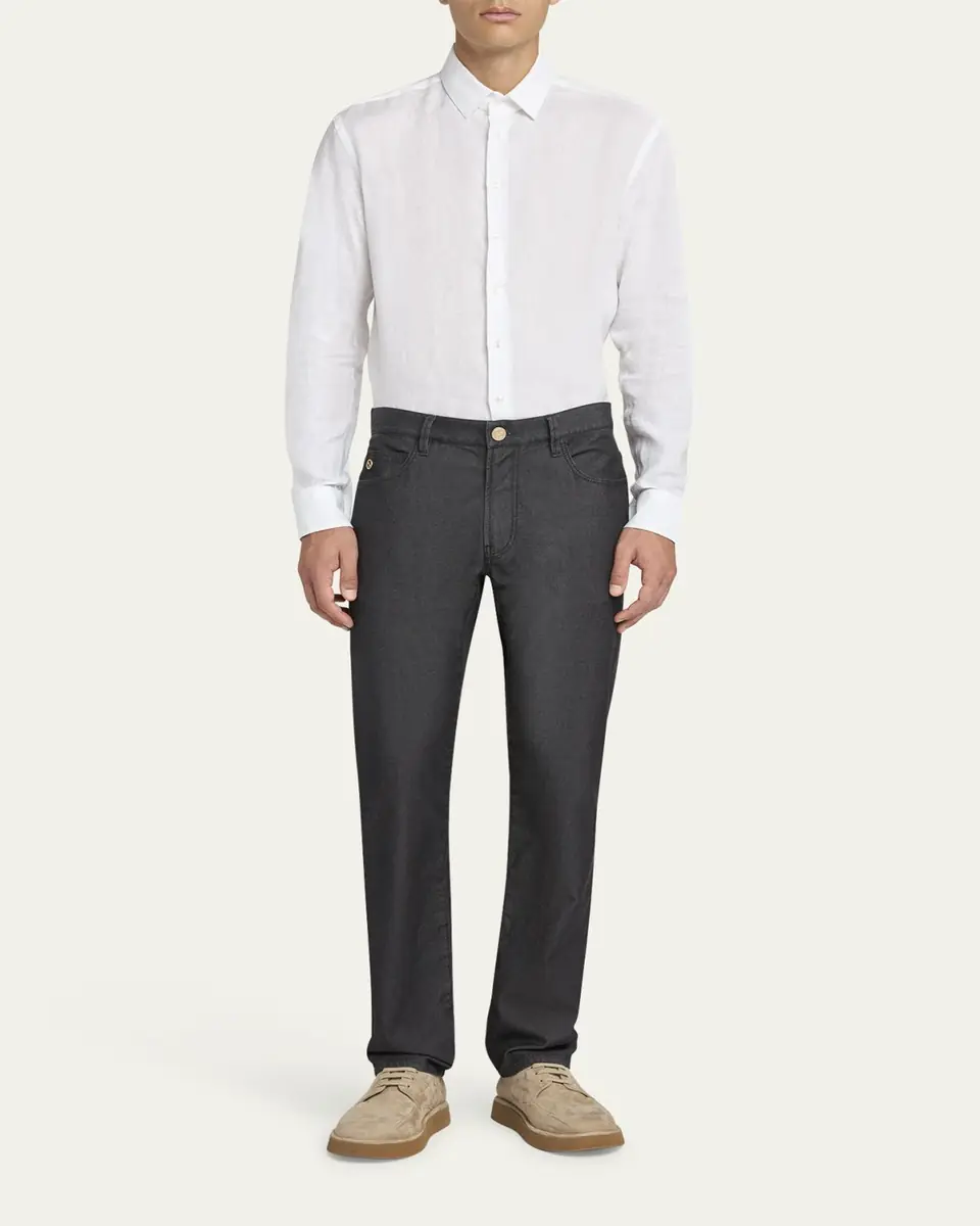 Giorgio Armani Men's Classic Solid Linen Sport Shirt | Thumbnail 10