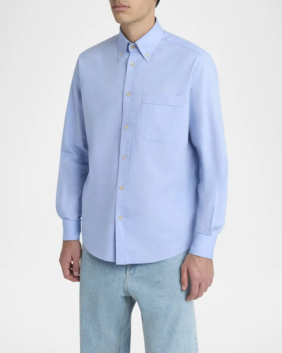 Valentino Garavani Men's Oxford Button-Collar Dress Shirt | Thumbnail 4 Valentino Garavani Men's Oxford Button-Collar Dress Shirt | Thumbnail 4