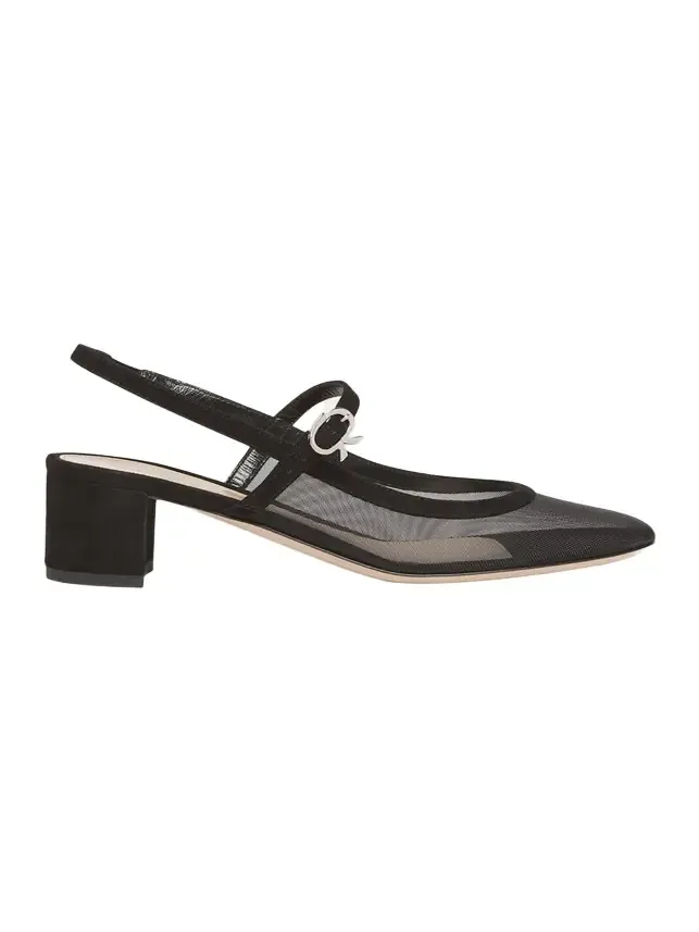 Mesh Mary Jane Ballerina Pumps