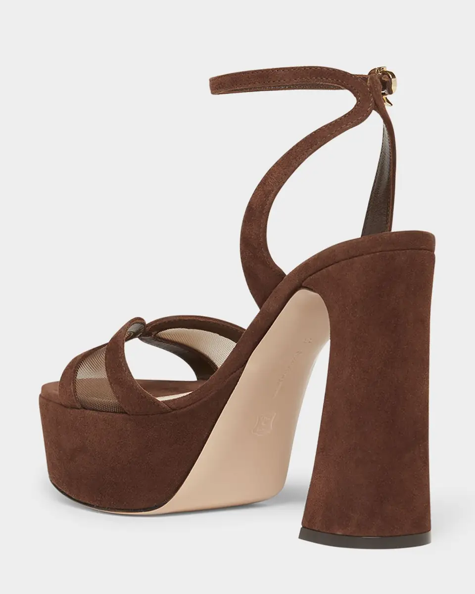 Gianvito Rossi Suede Mesh Platform Sandals | Thumbnail 4