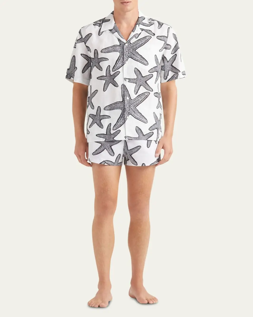 Vilebrequin Men's Starfish-Print Camp Shirt | Thumbnail 2 Vilebrequin Men's Starfish-Print Camp Shirt | Thumbnail 2