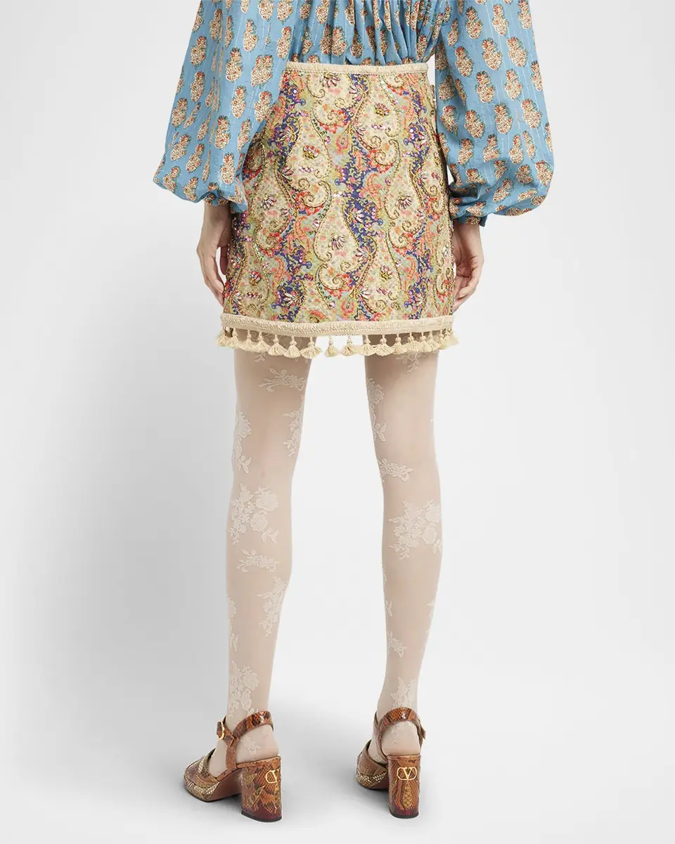 Valentino Garavani Embellished Tassel-Trim Piquet Mini Skirt | Thumbnail 2 Valentino Garavani Embellished Tassel-Trim Piquet Mini Skirt | Thumbnail 2