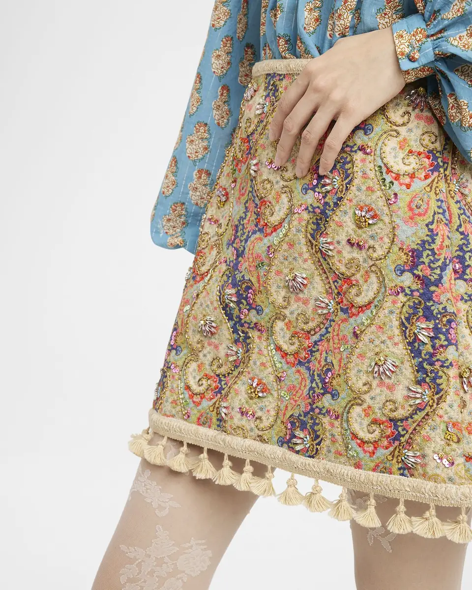 Valentino Garavani Embellished Tassel-Trim Piquet Mini Skirt | Thumbnail 3 Valentino Garavani Embellished Tassel-Trim Piquet Mini Skirt | Thumbnail 3