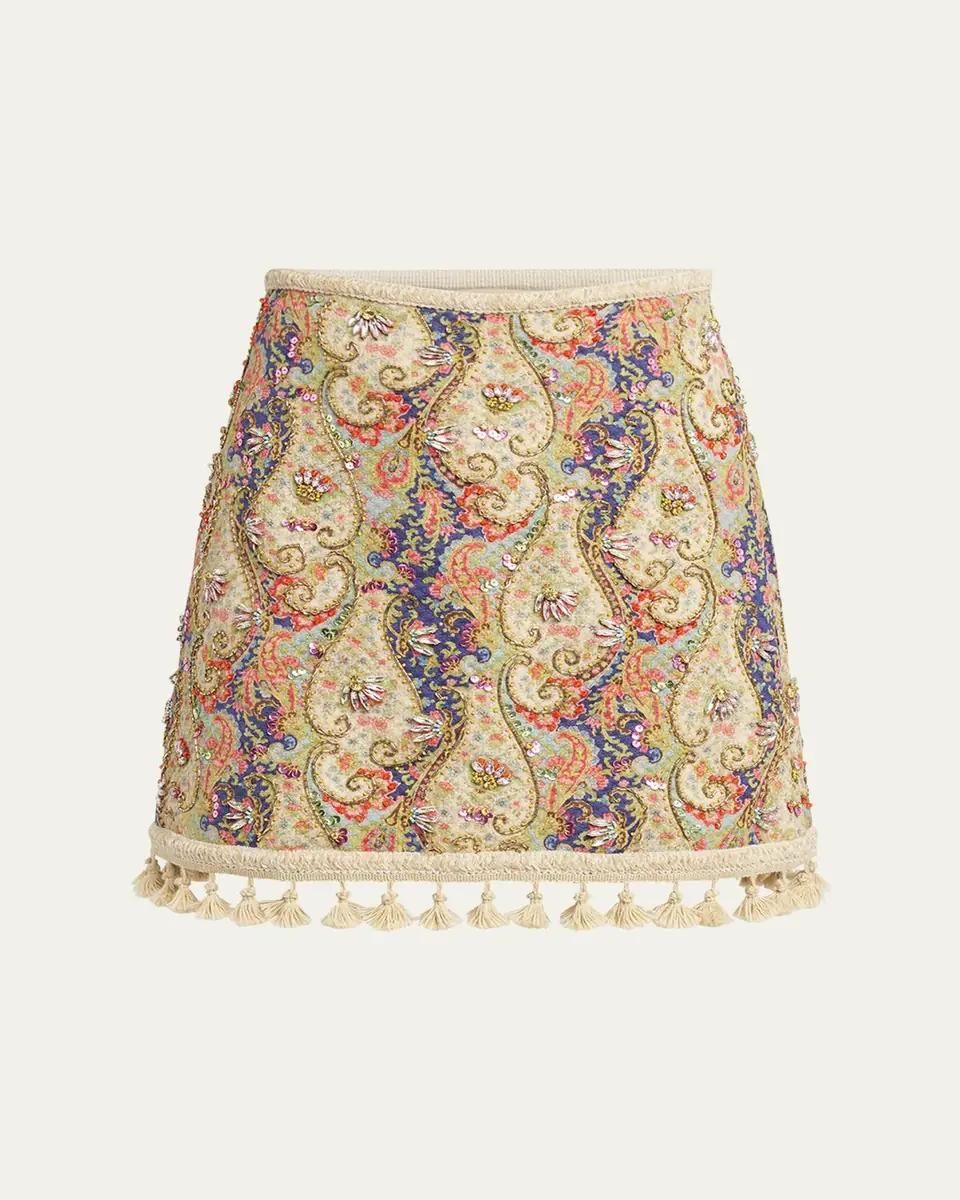 Valentino Garavani Embellished Tassel-Trim Piquet Mini Skirt | Thumbnail 4 Valentino Garavani Embellished Tassel-Trim Piquet Mini Skirt | Thumbnail 4