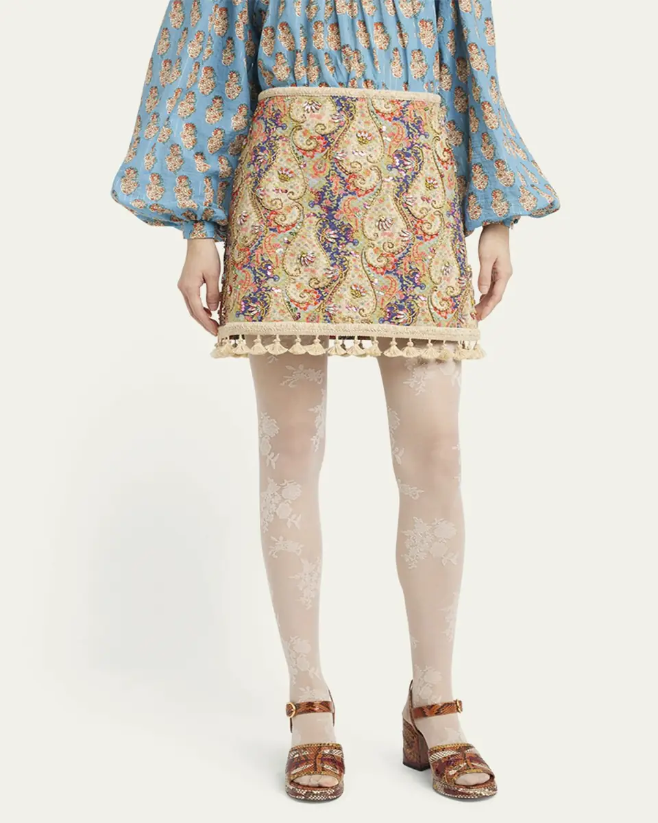 Valentino Garavani Embellished Tassel-Trim Piquet Mini Skirt | Thumbnail 7 Valentino Garavani Embellished Tassel-Trim Piquet Mini Skirt | Thumbnail 7