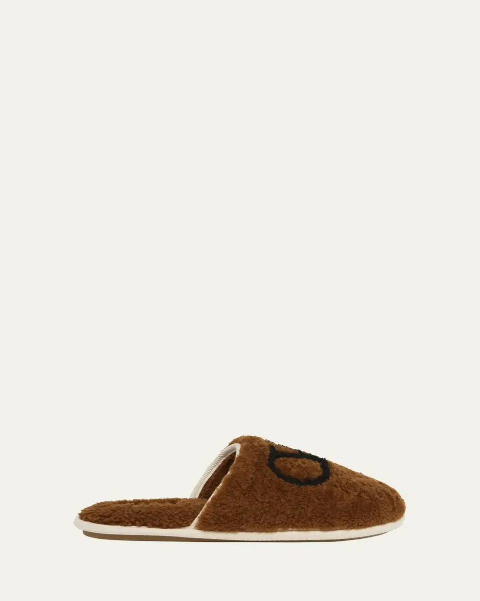 Valentino Garavani Men's Chambre Shearling VLogo Slippers | Thumbnail 4