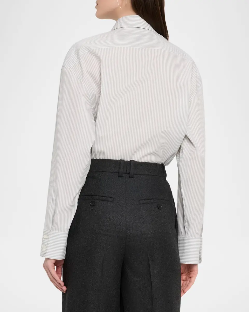 Saint Laurent Long-Sleeve Collared Button-Down Blouse | Thumbnail 2