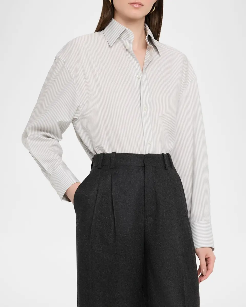 Saint Laurent Long-Sleeve Collared Button-Down Blouse | Thumbnail 3