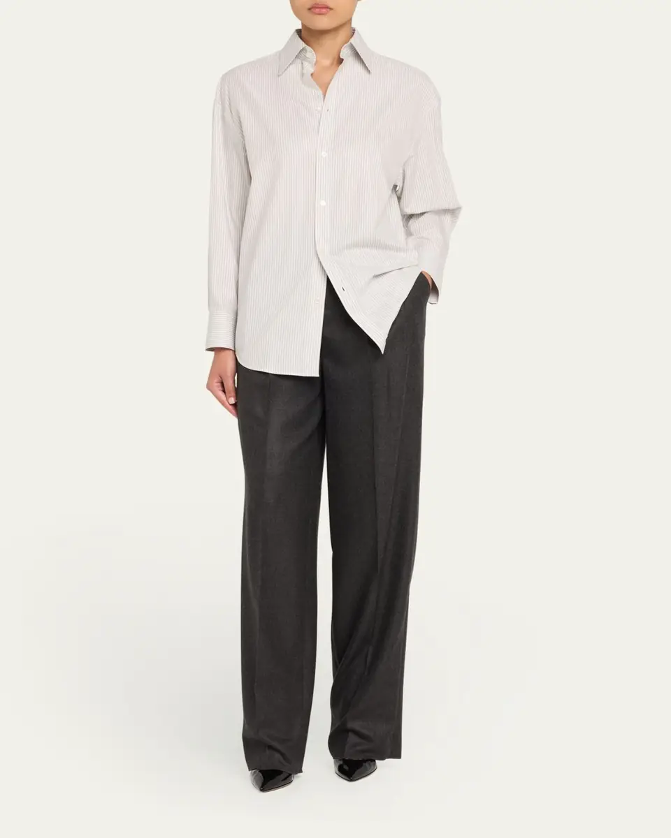 Saint Laurent Long-Sleeve Collared Button-Down Blouse | Thumbnail 6