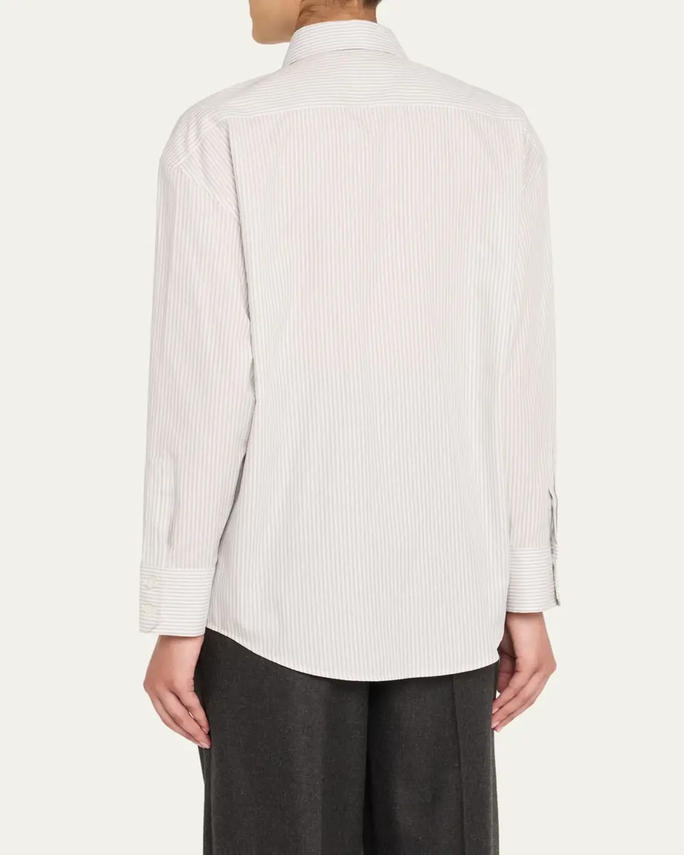 Saint Laurent Long-Sleeve Collared Button-Down Blouse | Thumbnail 7