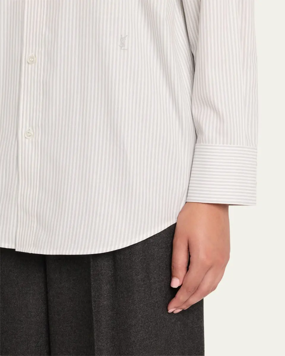 Saint Laurent Long-Sleeve Collared Button-Down Blouse | Thumbnail 9