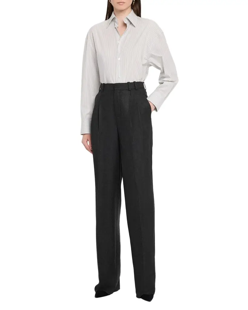 Saint Laurent Long-Sleeve Collared Button-Down Blouse | Image 1 Saint Laurent Long-Sleeve Collared Button-Down Blouse | Image 1