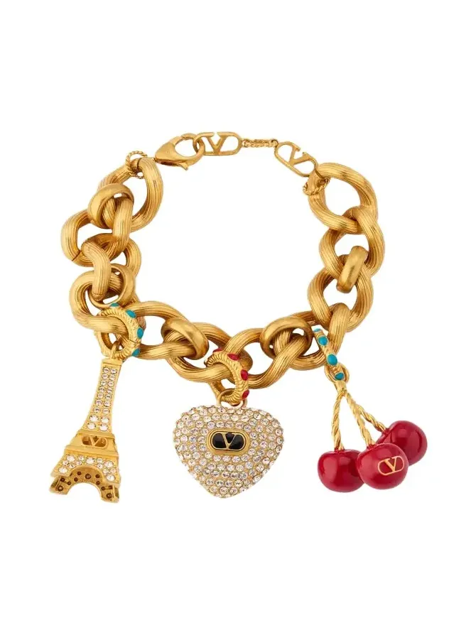 Chez Valentino Bracelet in Metal, Enamel and Swarovski Crystals