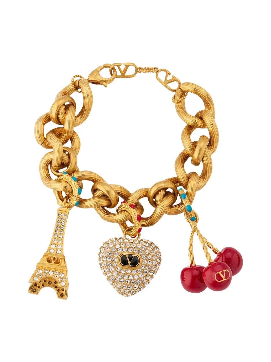 Chez Valentino Bracelet in Metal, Enamel and Swarovski Crystals
