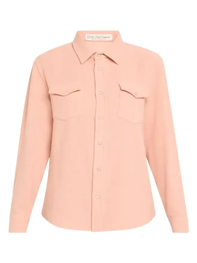 Peach Blush Cashmere Button-Down Shirt