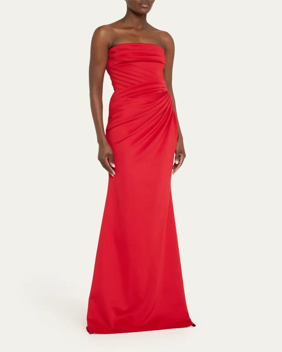 BADGLEY MISCHKA Strapless Pleated A-Line Gown | Thumbnail 4 BADGLEY MISCHKA Strapless Pleated A-Line Gown | Thumbnail 4
