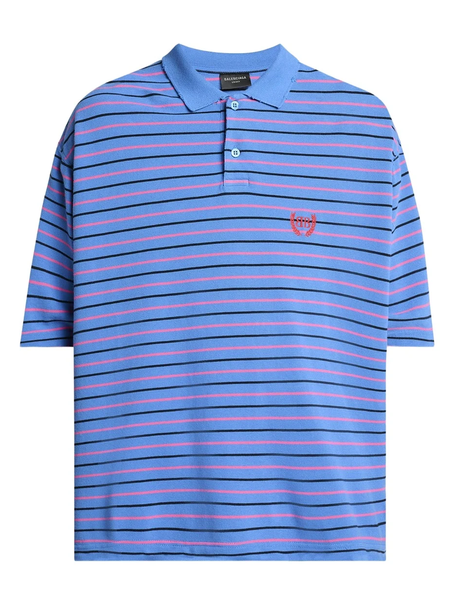 Balenciaga Men's Striped Pique Polo Shirt