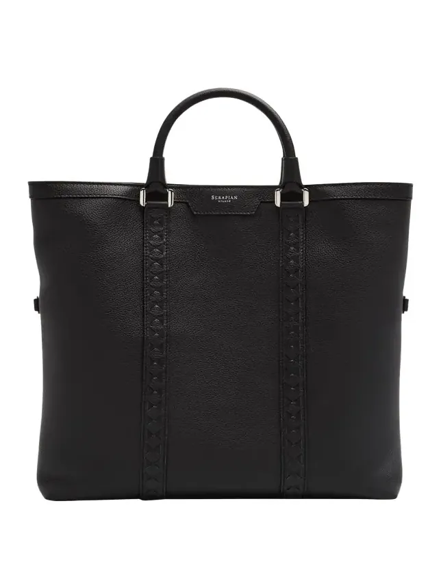 Serapian Men's Cachemire Leather Foldable Tote Bag