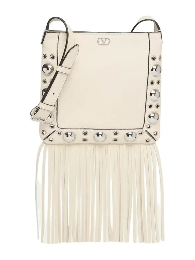 Nellcote Small Fringe Studded Leather Crossbody Bag