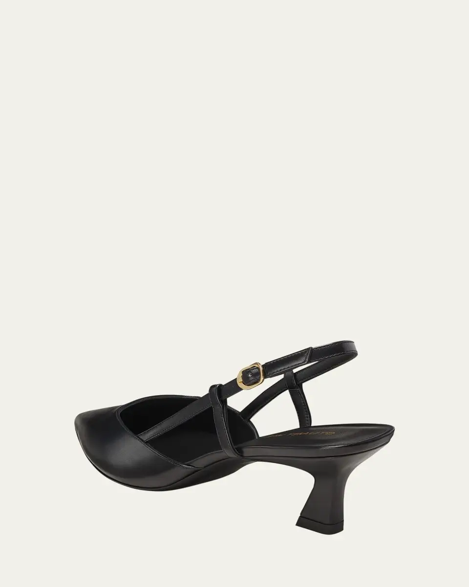 Stuart Weitzman Vinnie Leather Kitten Slingback Pumps | Thumbnail 3