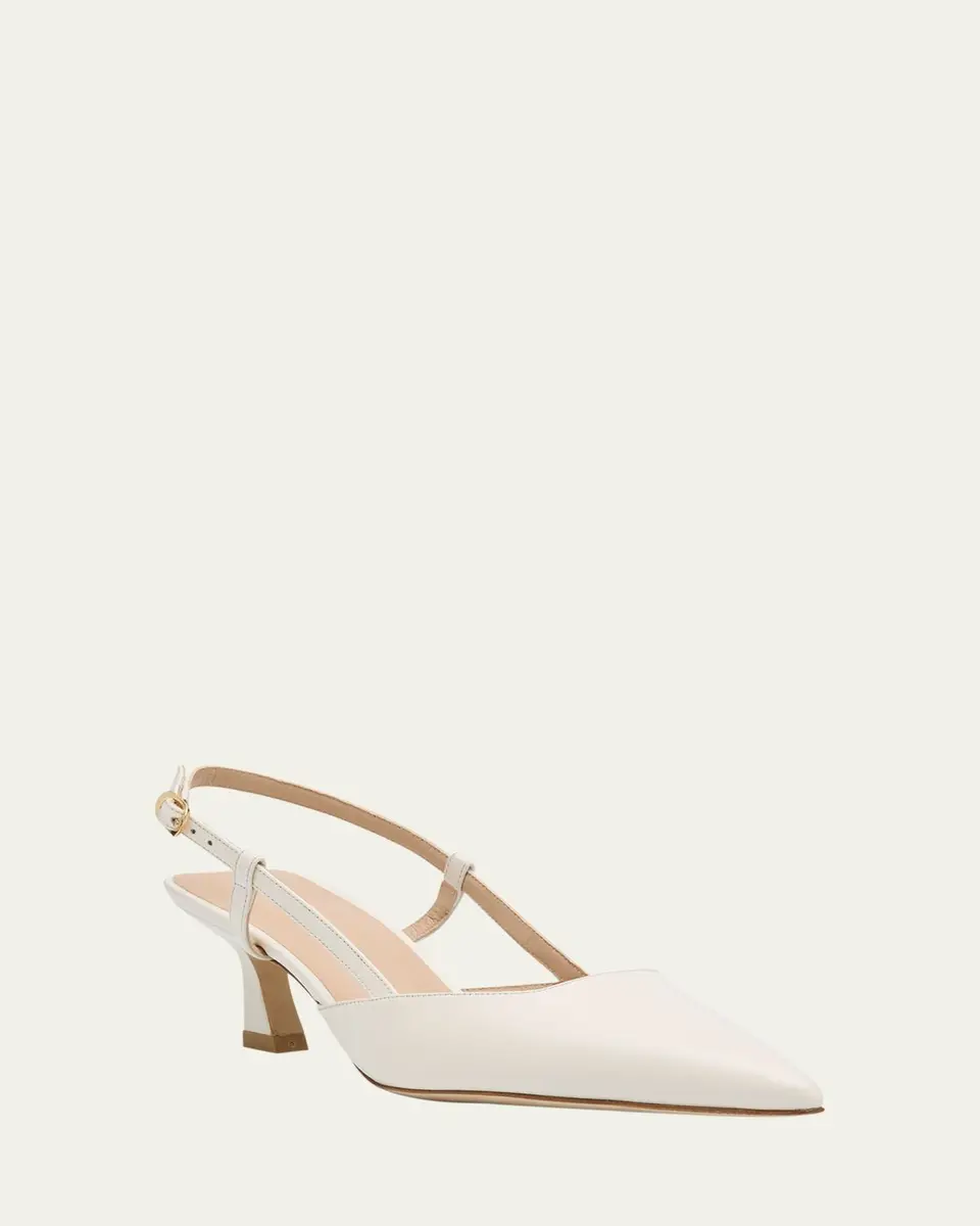 Stuart Weitzman Vinnie Leather Kitten Slingback Pumps | Thumbnail 5